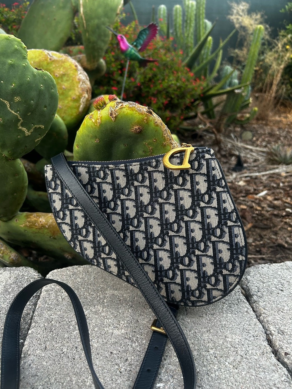 Dior Black & Beige Oblique Saddle Mini Trio Crossbody